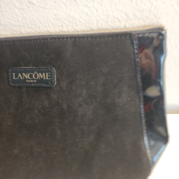 LANCOME Cosmetic Makeup Pouch Bag, Black Suede and patent leather Trousse. NEW - Picture 5 of 5
